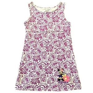 Disneyland Resort Kid Dress Sleeveless Hawaiian Print Minnie Purple White Small